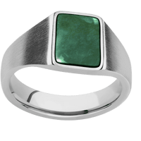Small Rectangle signet ring (12x9mm) in Palladium Silver, with a Wide style band, a Washington Green Jade inlay.