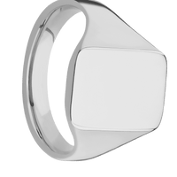 Medium Rectangle signet ring (16x11.5mm) in Titanium, with a Thin style band.