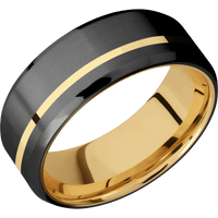 Zirconium + Machine , Polish Finish + 10K Yellow Gold