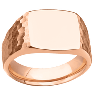 Medium Cushion signet ring (14x14mm) in 18K Rose Gold, with a Wide style band.