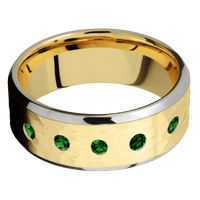 10K Yellow Gold + Hammer , Sand Finish