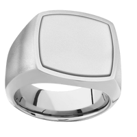 Large Cushion signet ring (18x18mm) in Palladium Silver, with a Wide style band, a Palladium Silver inlay.