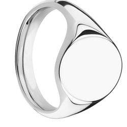 Medium Oval signet ring (16x13mm) in 14K White Gold, with a Thin style band.