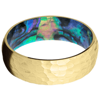 14K Yellow Gold + Hammer Finish + Abalone