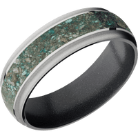 14K White Gold + Polish , Bead Finish + Dark Grey