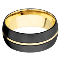 Zirconium + Satin Finish + 14K Yellow Gold