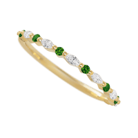 18K Yellow Gold band with alternating 7 Round Green Diamond and 6 Marquise Lab Grown Diamond having TCW-.28
