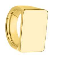Extra Large Horizontal Rectangle signet ring  in 18K Yellow Gold, with a Wide style band.