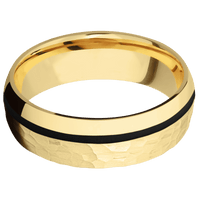 10K Yellow Gold + Hammer , Polish Finish