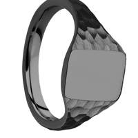 Small Rectangle signet ring (12x9mm) in Zirconium, with a Thin style band.