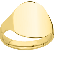 Extra Large Circle signet ring (22mm ) in 10K Yellow Gold, with a Cigar style band.