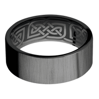 8mm wide Flat Black Titanium Ring with Cross Satin Black Finish / None Interior Pattern