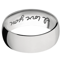 8mm wide Domed Titanium Ring with Polish Finish / Hand Writing Interior Pattern