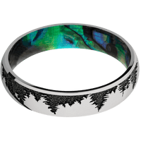 5mm wide Domed Titanium Ring with Polish Finish / Trees Design / Abalone Sleeve