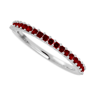 Alexandra Style 10k White Gold Ring / Half Eternity .6 TCW of Dark Rubys / Size 7.75