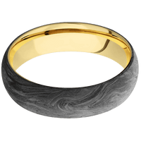 6mm wide Domed Forged Carbon Fiber Ring / 10k Yellow Gold Sleeve