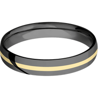 4mm wide Domed Black Titanium Ring with Polish Finish / One 1mm Centered 14k Yellow Gold Inlay with Polish Finish