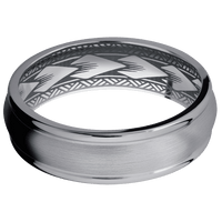 7mm wide Domed Rounded Edges Tantalum Ring with Satin Finish / Maori Interior Pattern