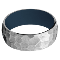 8mm wide Domed Titanium Ring with Rock Finish / Navy Blue Cerakote Sleeve