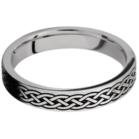 4mm wide Flat Palladium Silver Ring with Satin Finish / Celtic 9 Design