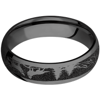 6mm wide Domed Black Titanium Ring with Polish Finish / Wolf Mountain Design