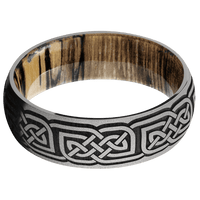 7mm wide Domed Cobalt Chrome Ring with Sand Blast Finish / Celtic 17 Design / Spalted Tamarind Sleeve