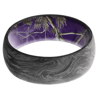 8mm wide Domed Forged Carbon Fiber Ring / RealTree APC Purple Camo Sleeve