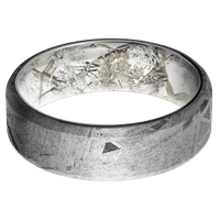 7mm wide Beveled Meteorite Ring / Kings Snow Camo Sleeve