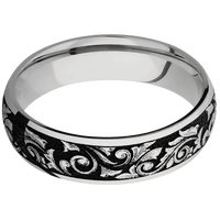 6mm wide Domed Titanium Ring with Polish Finish / Western Scroll Design