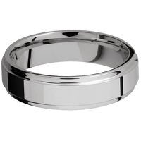 6mm wide Flat Grooved Edges Titanium Ring with Polish Finish