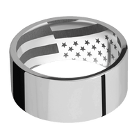 10mm wide Flat Titanium Ring with Polish Finish / American Flag Interior Pattern