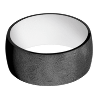 10mm wide Domed Black Titanium Ring with Distressed Finish / Snow White Cerakote Sleeve