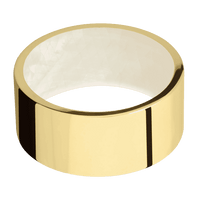 10mm wide Flat 10k Yellow Gold Ring with Polish Finish / Freshwater Mother of Pearl Sleeve