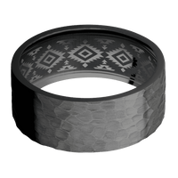 9mm wide Flat Black Titanium Ring with Hammer Finish / None Interior Pattern