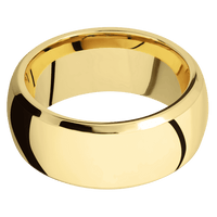 10mm wide Domed Bevel 22k Yellow Gold Ring with Polish Finish / Scale Damascus Steel Sleeve