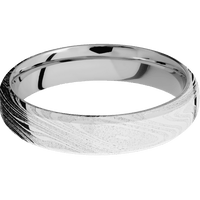 5mm wide Domed Bevel Marble Damascus Steel Ring with Polish Kuro Damascus Finish / Platinum Sleeve