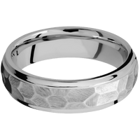 6mm wide Domed Stepped Down Edges Titanium Ring with Rock Finish