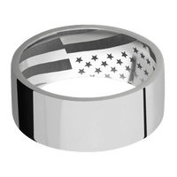 9mm wide Flat Titanium Ring with Polish Finish / American Flag Interior Pattern