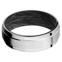 7mm wide Flat Wide Grooved Edges Inconel Ring with Satin Finish / Forged Carbon Fiber Sleeve