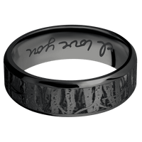 7mm wide Beveled Black Titanium Ring with Angle Satin Finish / Aspen Design / None Interior Pattern