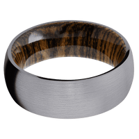 8mm wide Domed Tantalum Ring with Satin Finish / Bocote Sleeve