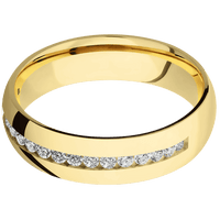 6mm wide Domed 10k Yellow Gold Ring with Polish Finish / Half Eternity Round .03 carat Standard Lab Grown Diamond Channel-Set Gemstones