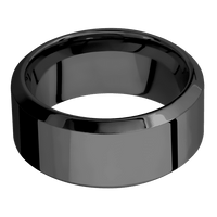 10mm wide High Bevel Black Titanium Ring with Polish Finish