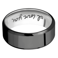 8mm wide Beveled Black Titanium Ring with Polish Finish / Titanium Sleeve / None Interior Pattern