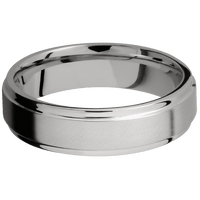 6mm wide Flat Grooved Edges Titanium Ring with Angle Satin Finish