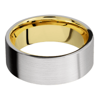 8mm wide Flat Platinum Ring with Satin Finish / 10k Yellow Gold Sleeve