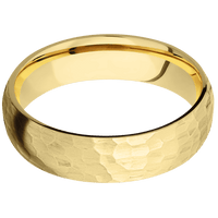 6mm wide Domed 22k Yellow Gold Ring with Hammer Finish