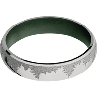 5mm wide Domed Titanium Ring with Polish Finish / Trees Design and Crushed Silver Cerakote Accents / Highland Green Cerakote Sleeve