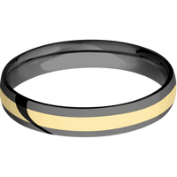 4mm wide Domed Black Titanium Ring with Polish Finish / One 2mm Centered 14k Yellow Gold Inlay with Polish Finish