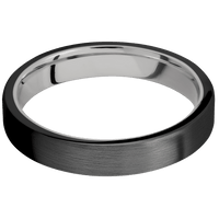 4mm wide Flat Black Titanium Ring with Satin Finish / 10k White Gold Sleeve